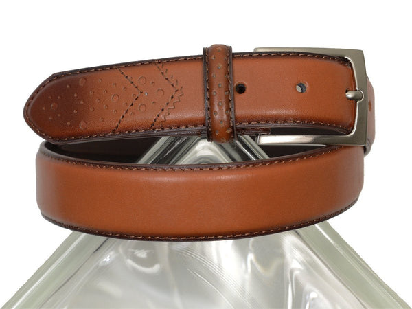 Florsheim 18730 100% Genuine Leather Boy's Belt - Full Grain With Wing Tip  Tail - Saddle Tan