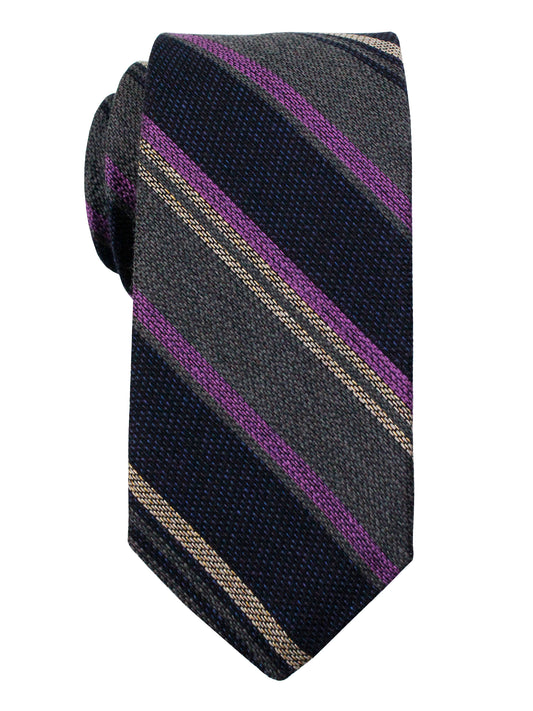 Dion 36057 Boy's Tie - Malange Bar Stripe - Navy/Berry