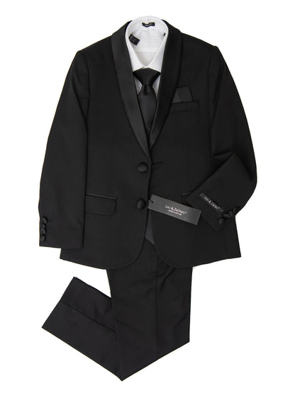 Leo & Zachary 36302 Boy's Skinny Fit Tuxedo - Shawl Collar - Solid - Black