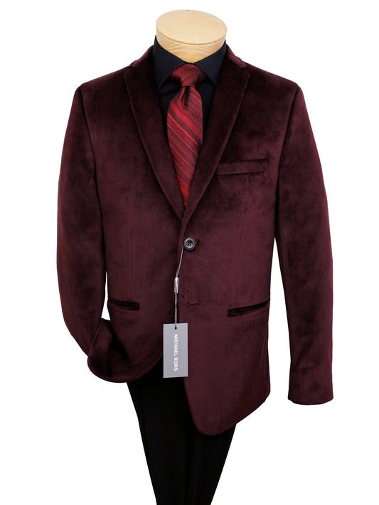 Michael Kors 36703 Boy's Sport Coat - Velvet - Burgundy