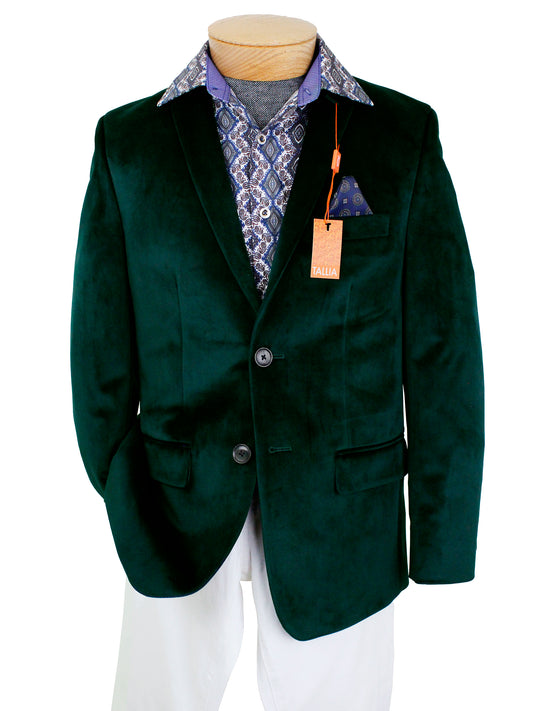 Tallia 36791 Boy's Sport Coat - Velvet - Emerald