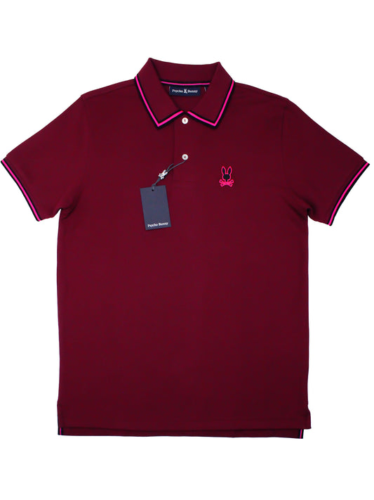 Psycho Bunny 36831 Young Men's Short Sleeve Pique Polo - Crimson