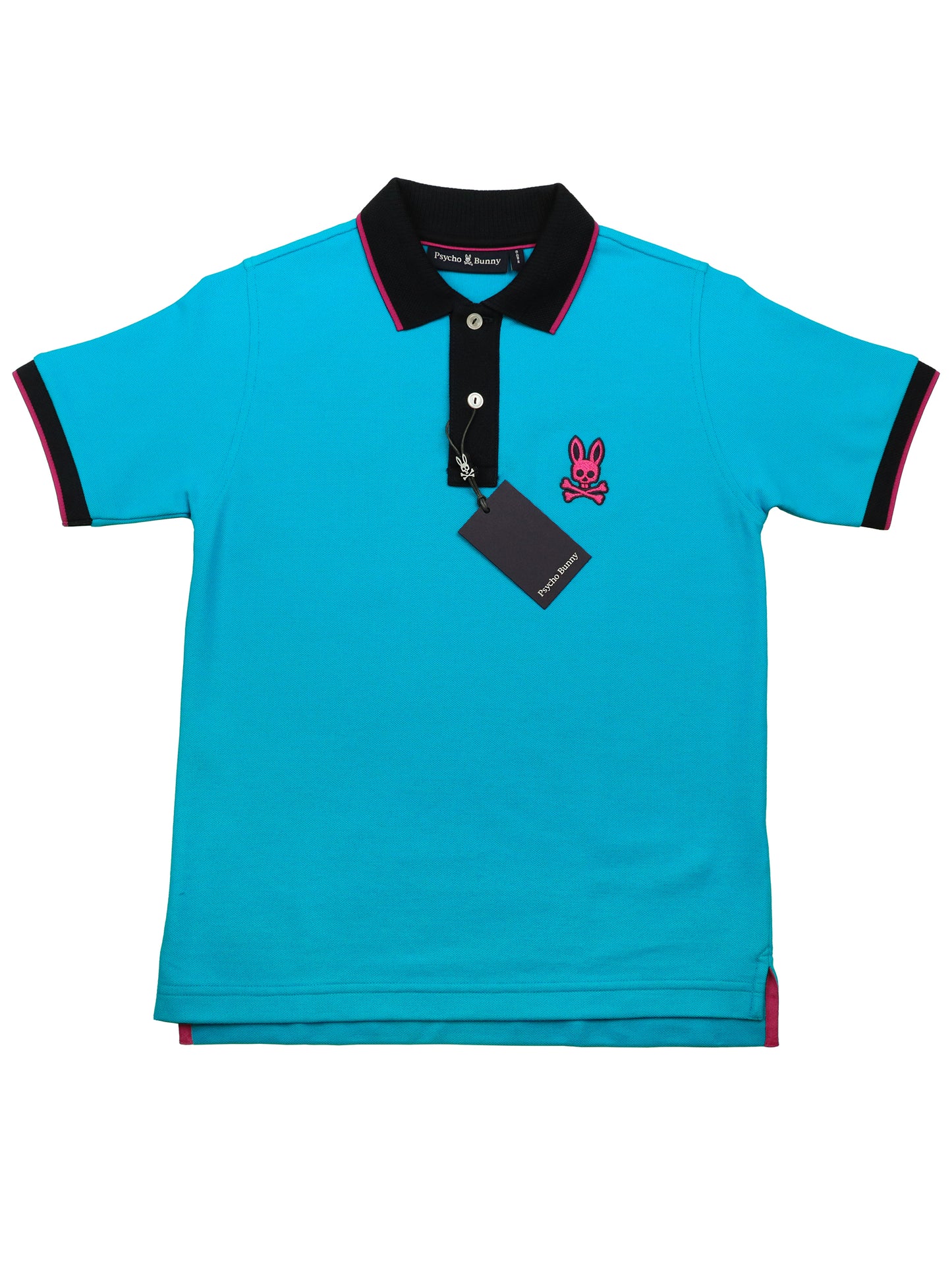 Psycho Bunny 36923 Boy's Short Sleeve Polo - Sacramento Pique- Blue Danube