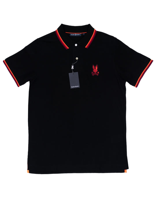 Psycho Bunny 36954 Young Men's Short Sleeve Polo - Apple Valley Pique - Black