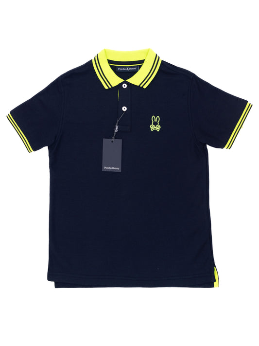 Psycho Bunny 36979 Boy's Short Sleeve Polo - Santa Monica Pique - Navy