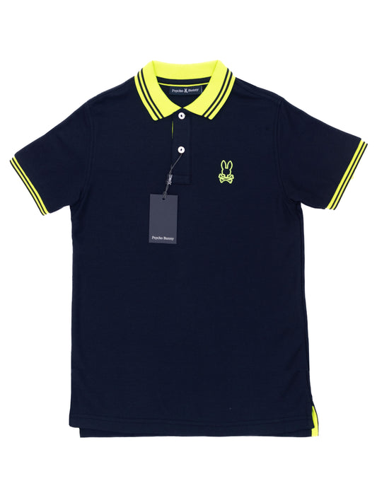 Psycho Bunny 36994 Young Men's Short Sleeve Polo - Santa Monica Pique - Navy