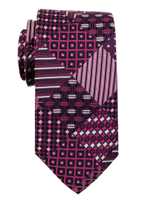 Dion 37009 Boy's Tie - Patchwork - Berry/Black