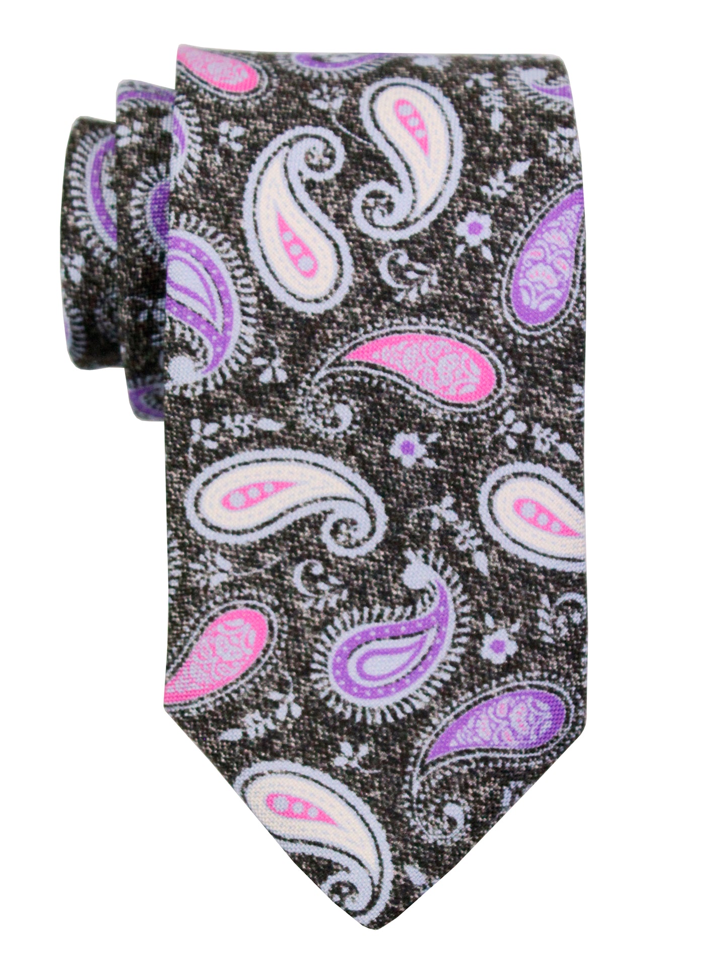 Dion 37057 Boy's Tie - Paisley Tear Drop - Grey/Pink