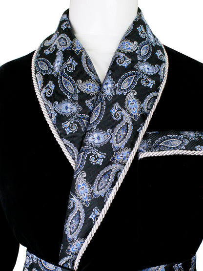 Dion 37059 Young Man's Lounge Jacket - Paisley Teardrop - Black/Blue