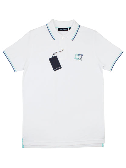 Psycho Bunny 37140 Young Men's Short Sleeve Polo - Winton Pique - White