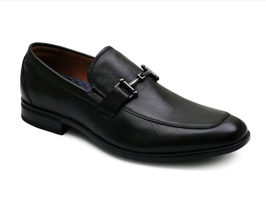 Florsheim 37184 Young Men's Dress Shoe - Zaffiro Moc Toe Bit Loafer - Black