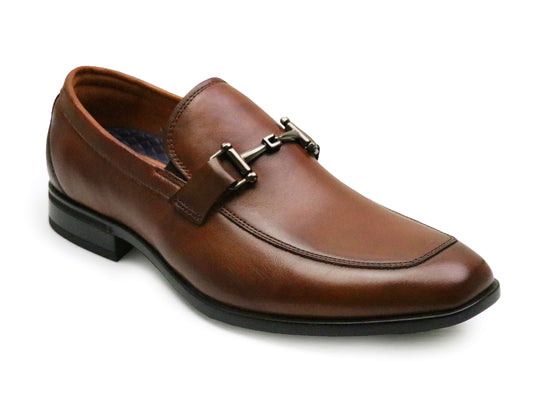 Florsheim 37195 Young Men's Dress Shoe - Zaffiro Moc Toe Bit Loafer - Cognac