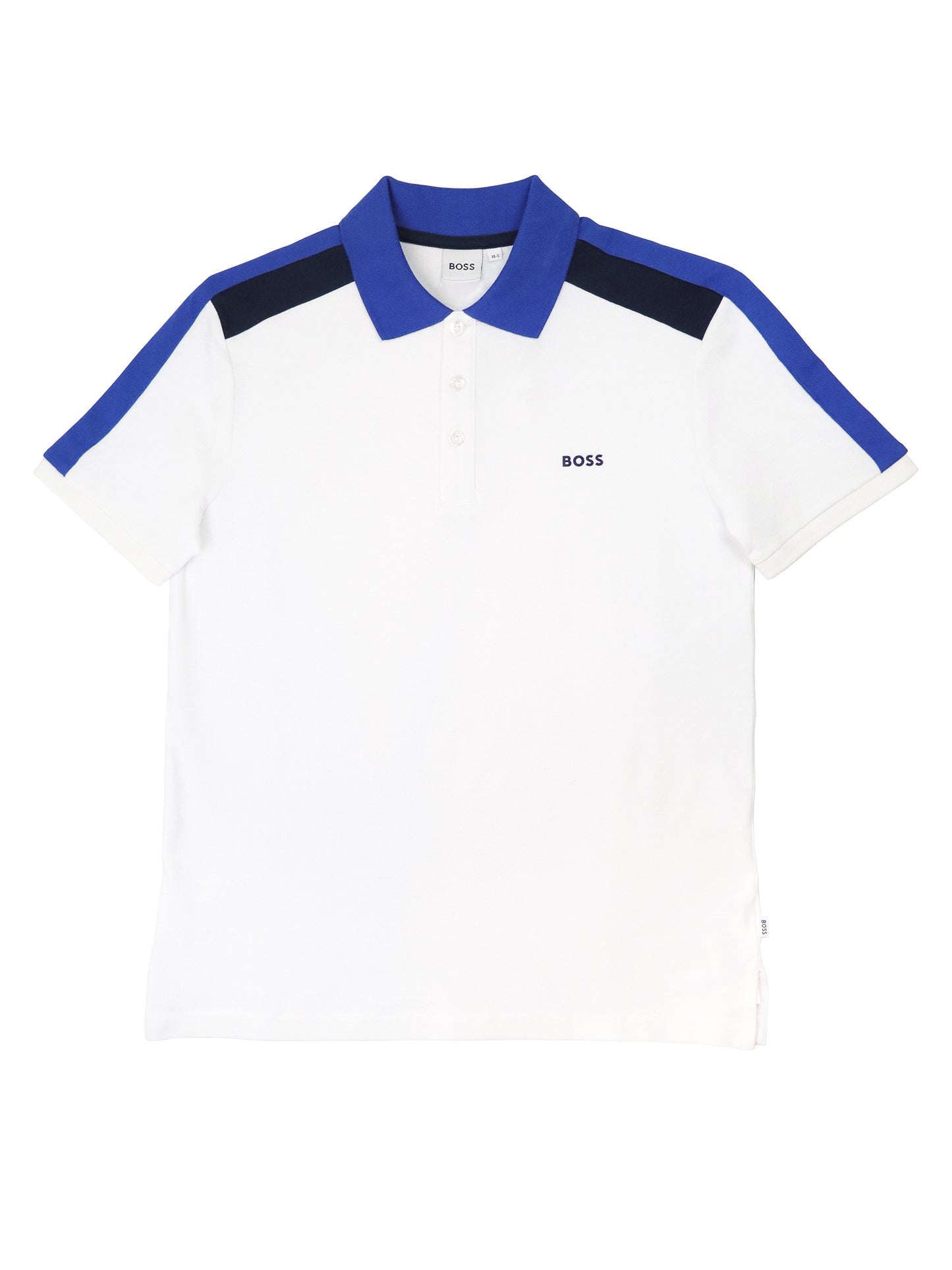 Boss 37273 Boy's Short Sleeve Polo - Color Block - White