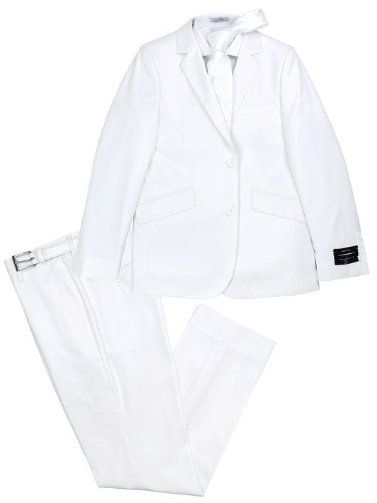 David Oliver 37455 Boy's Suit - Slim Fit - Solid - White