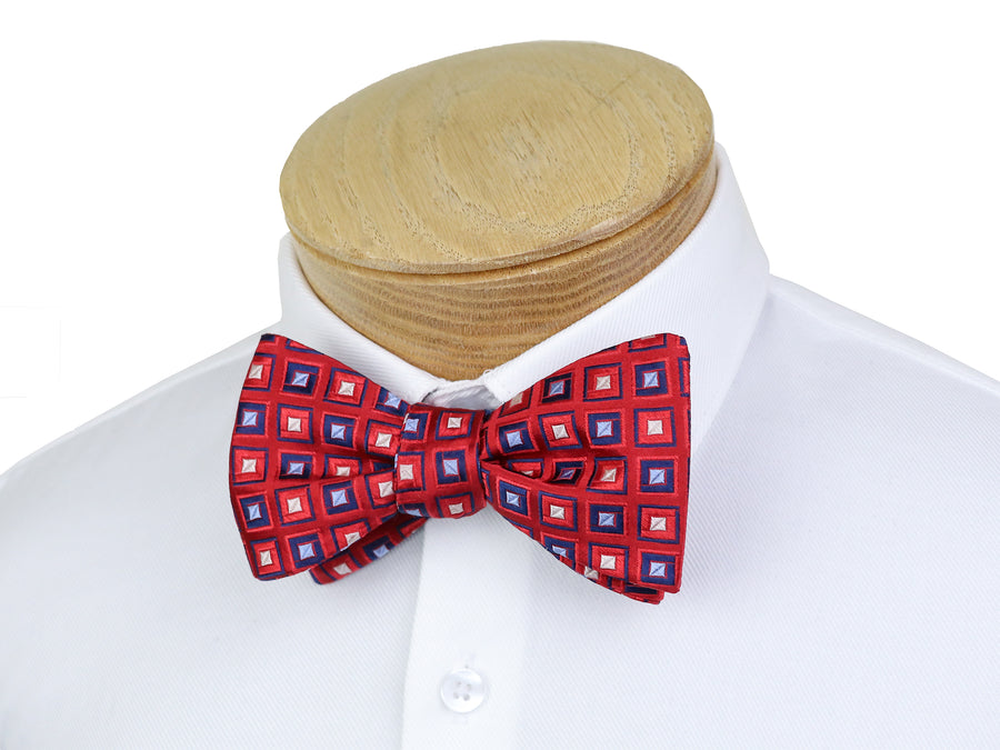 ScottyZ 37596 Young Men's Bow Tie - Neat - Cherry/Navy/Beige