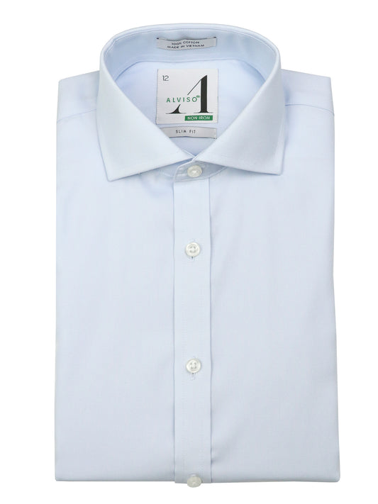 Alviso 37642 Boy's Dress Shirt - Solid - Slim Fit - Sky