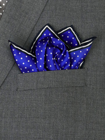 Image of Heritage House 37777 Pocket Square - Polka Dot - Royal/White