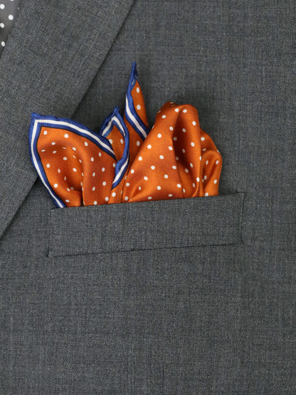 Heritage House 37778 Pocket Square - Polka Dot - Pumpkin/White