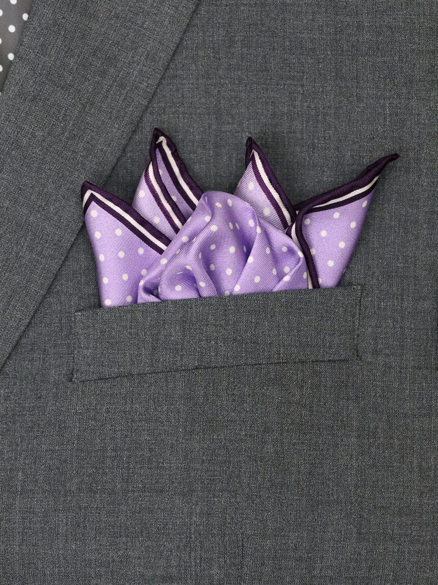 Heritage House 37780 Pocket Square - Polka Dot - Lavender/White