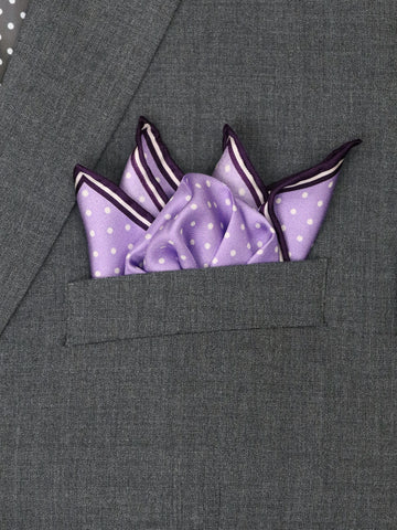 Image of Heritage House 37780 Pocket Square - Polka Dot - Lavender/White