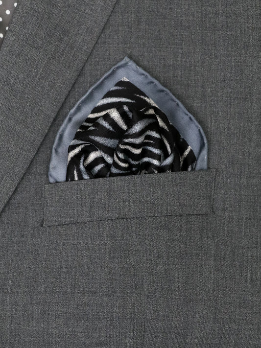 Heritage House 37781 Pocket Square - Swirl - Black/Grey