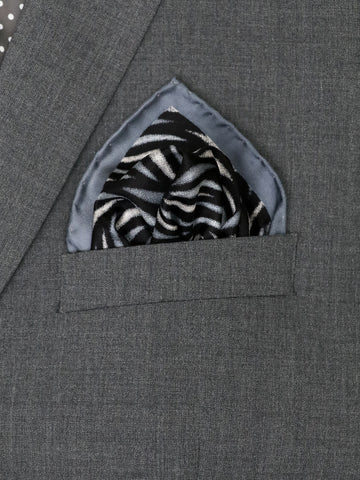 Image of Heritage House 37781 Pocket Square - Swirl - Black/Grey