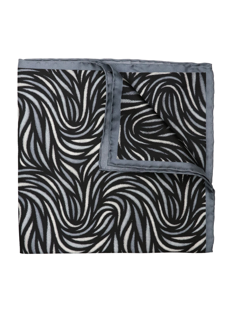 Heritage House 37781 Pocket Square - Swirl - Black/Grey