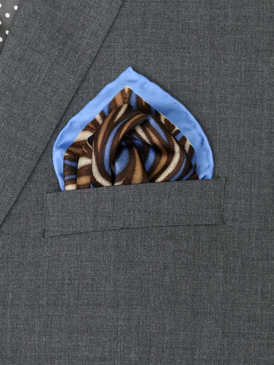 Heritage House 37783 Pocket Square - Swirl - Brown/Sky