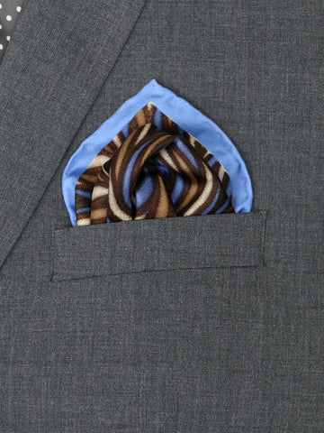 Image of Heritage House 37783 Pocket Square - Swirl - Brown/Sky