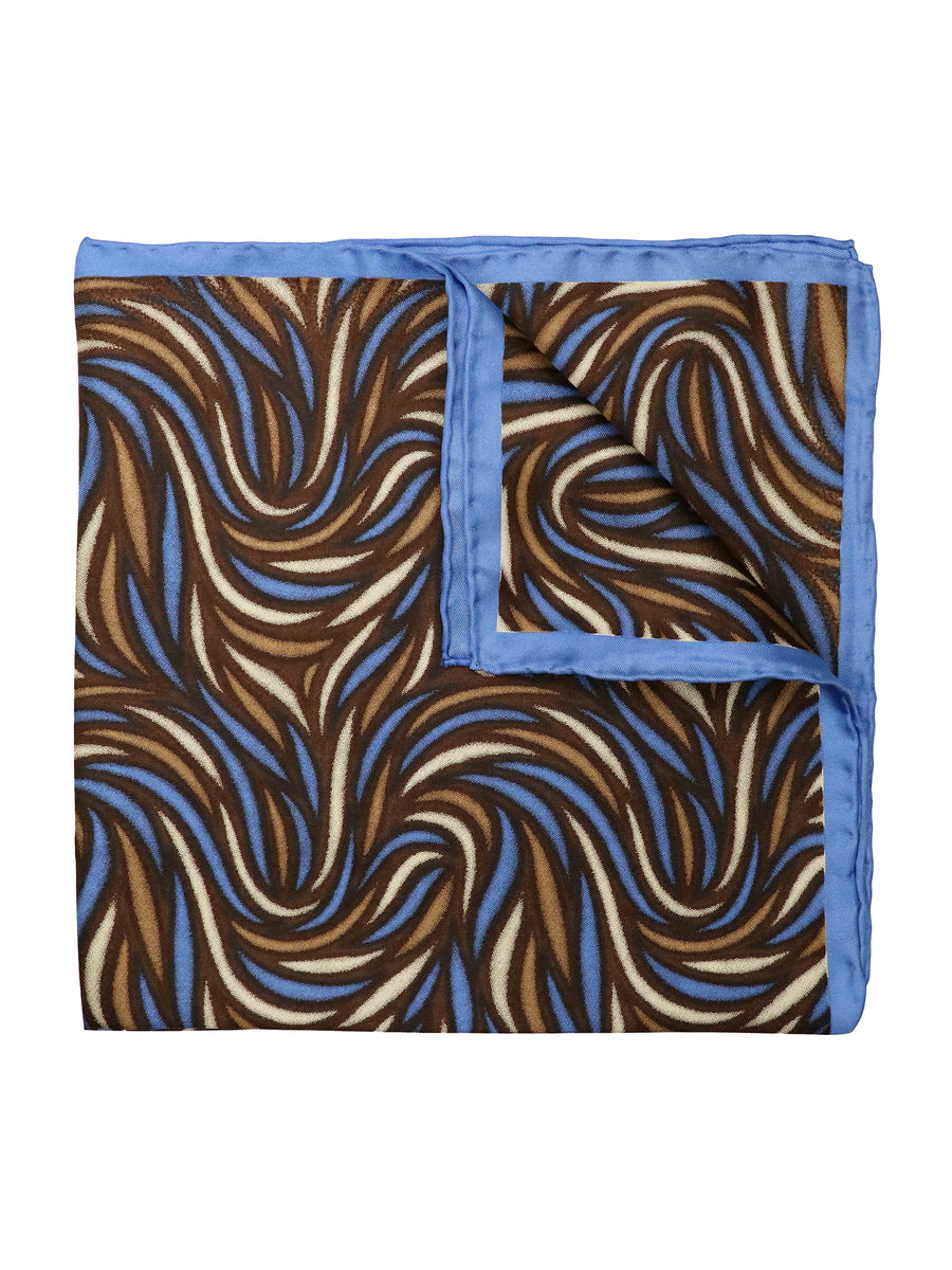 Heritage House 37783 Pocket Square - Swirl - Brown/Sky