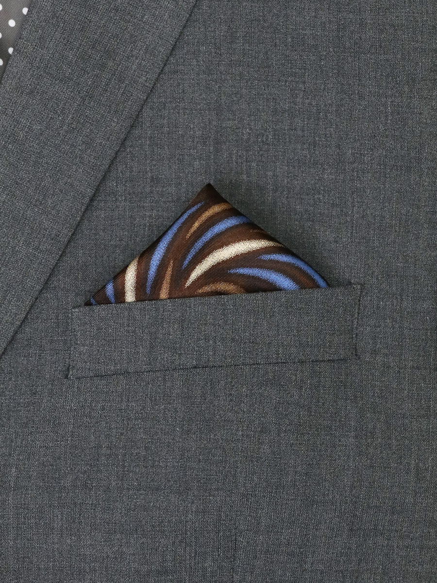 Heritage House 37783 Pocket Square - Swirl - Brown/Sky