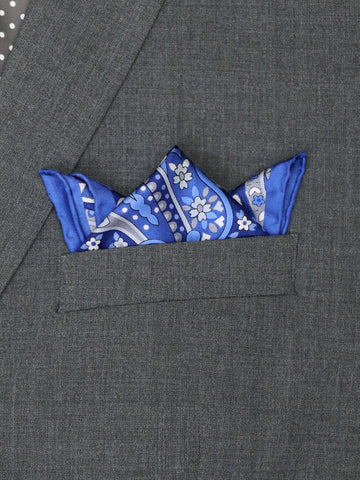 Image of Heritage House 37784 Pocket Square - Paisley - Navy/Blue/Grey