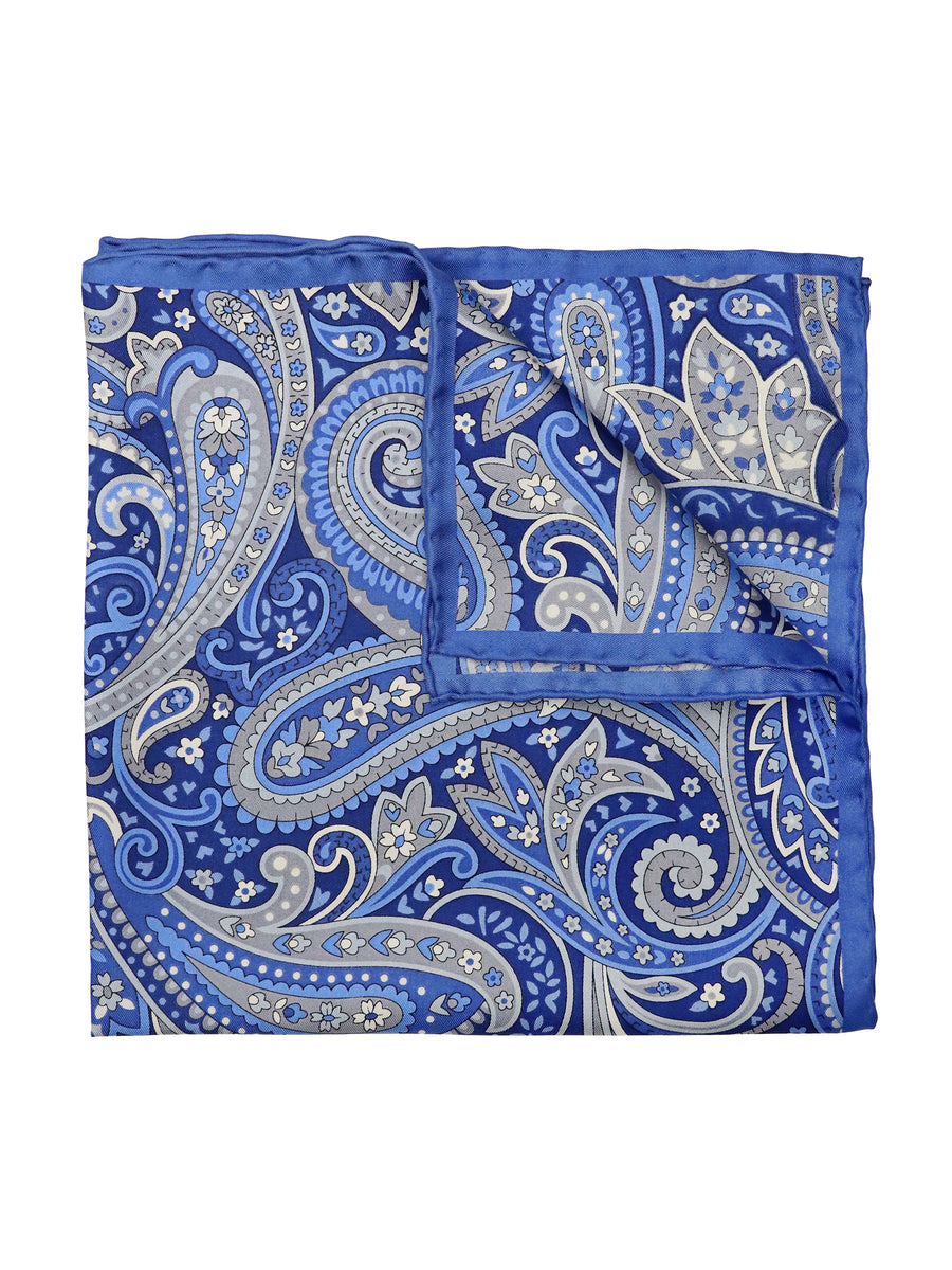 Heritage House 37784 Pocket Square - Paisley - Navy/Blue/Grey