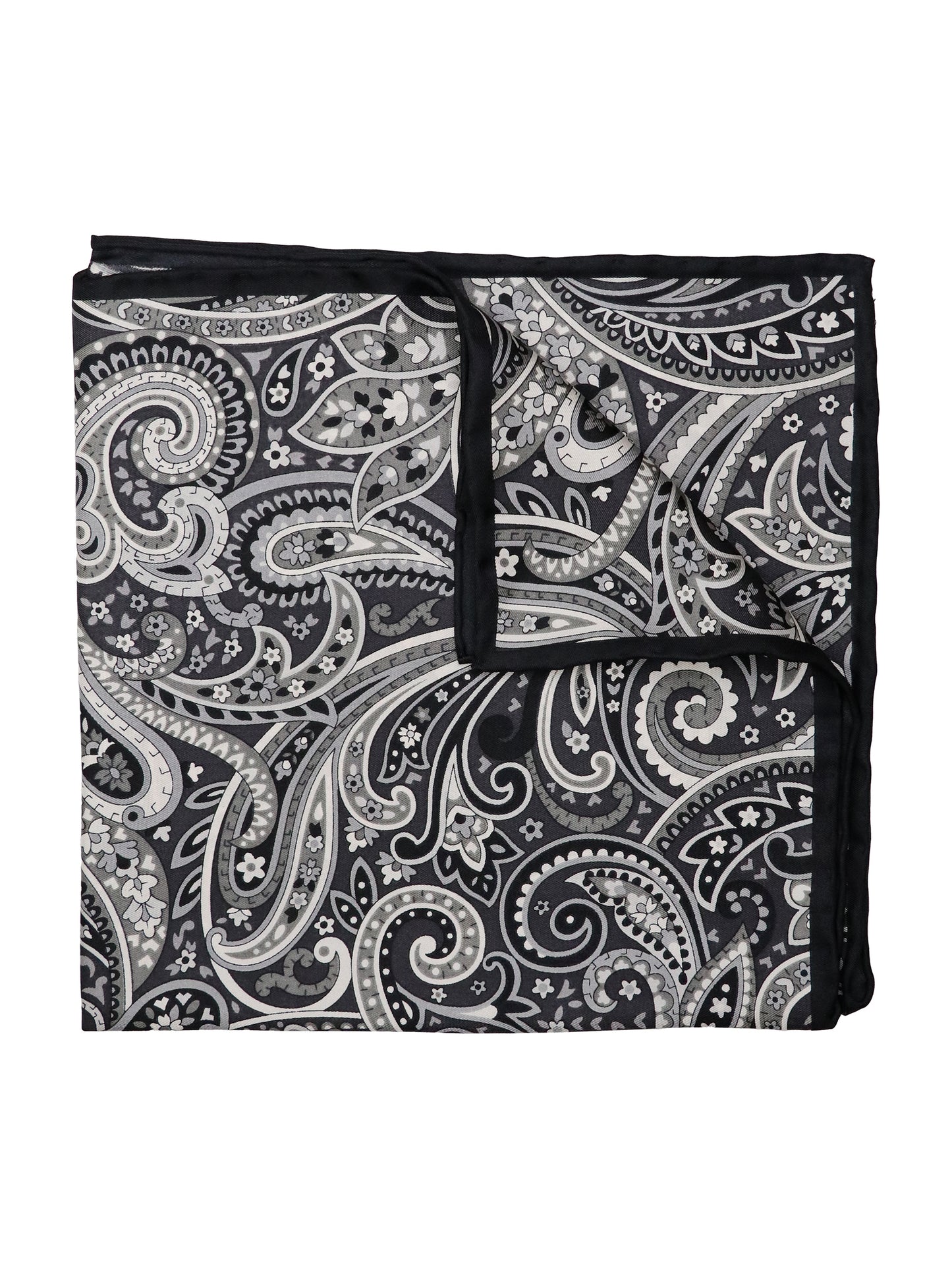 Heritage House 37785 Pocket Square - Paisley - Black/Grey/White