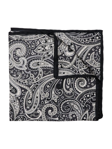 Image of Heritage House 37785 Pocket Square - Paisley - Black/Grey/White