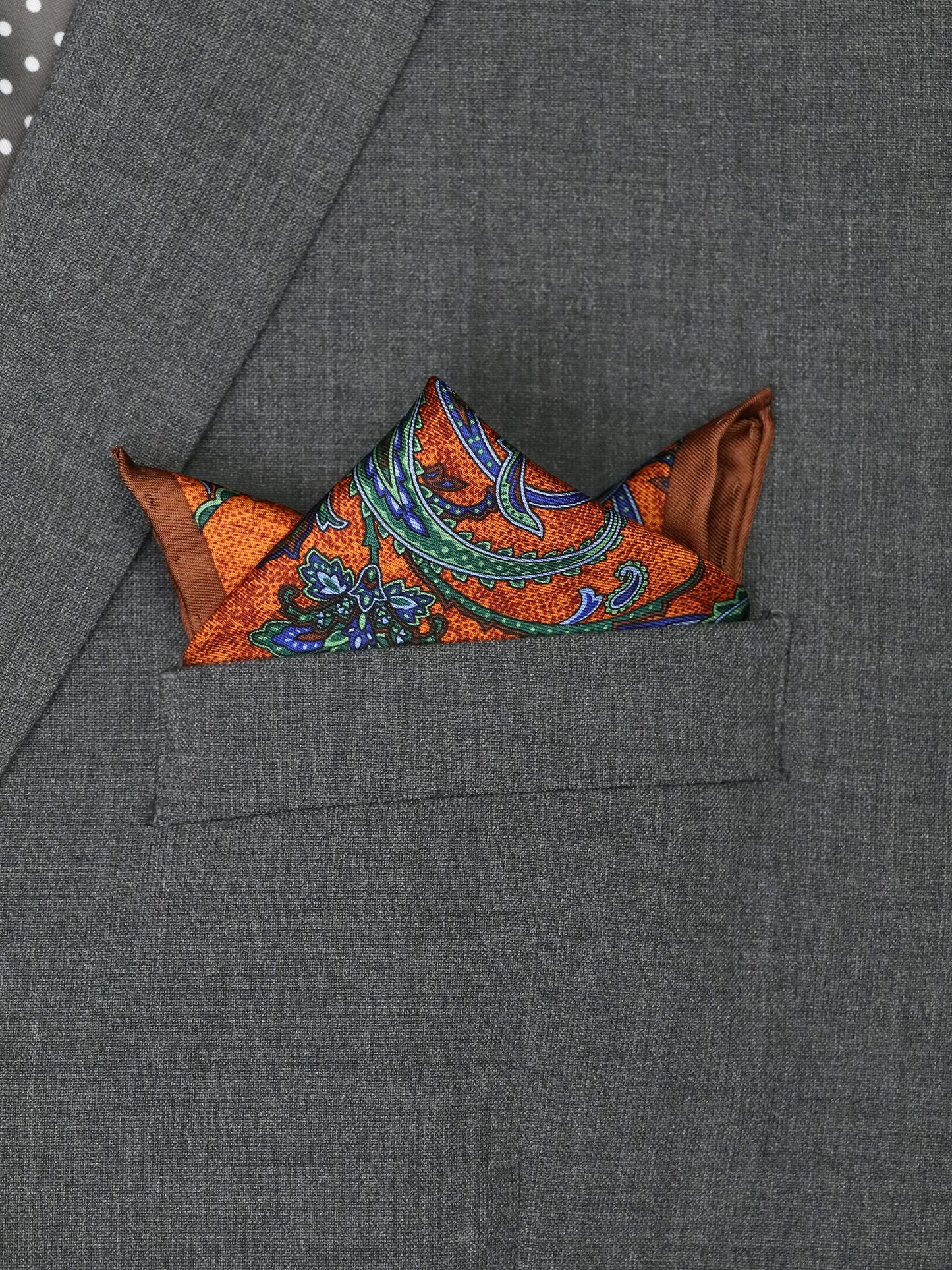 Heritage House 37786 Pocket Square - Paisley - Orange/Green/Blue