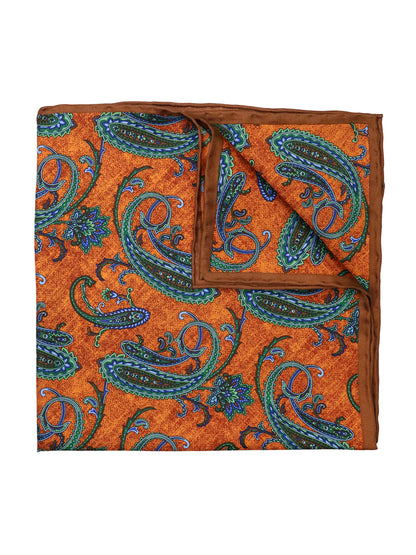 Heritage House 37786 Pocket Square - Paisley - Orange/Green/Blue