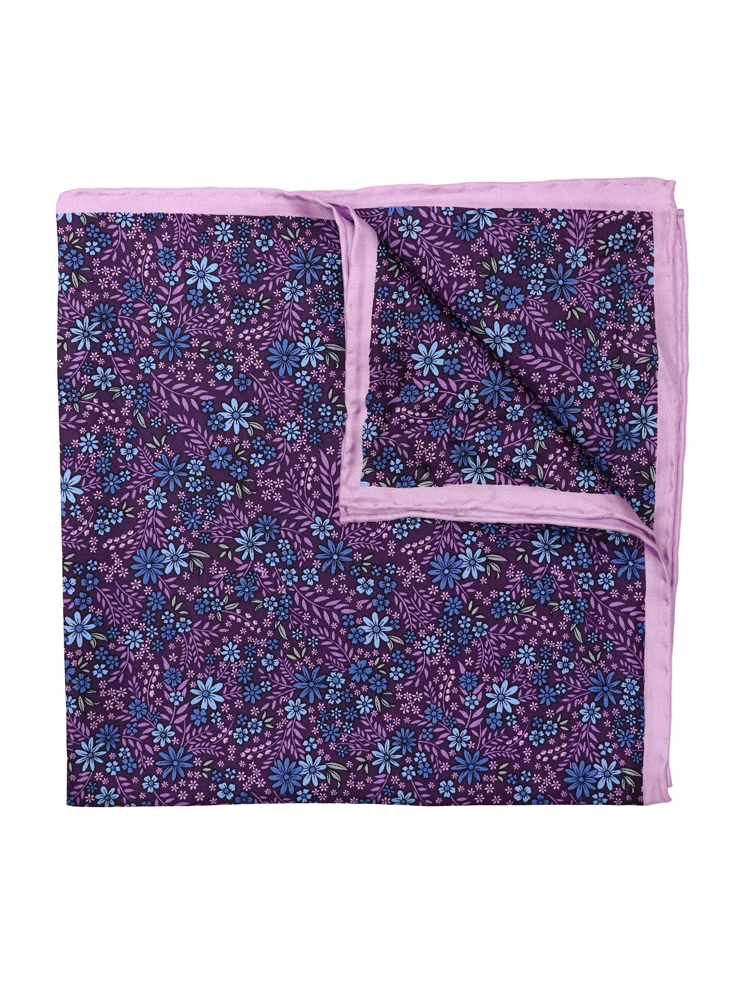 Heritage House 37788 Pocket Square - Floral - Plum/Sky