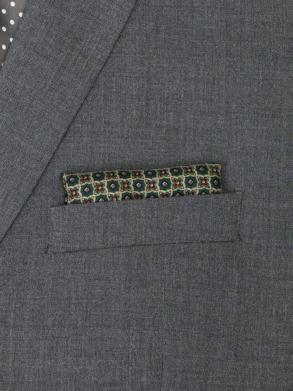 Heritage House 37789 Pocket Square - Neat - Teal/Green/Brown