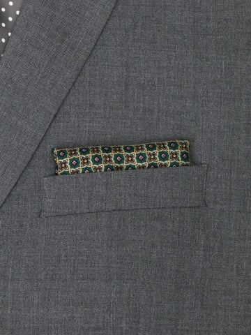 Image of Heritage House 37789 Pocket Square - Neat - Teal/Green/Brown