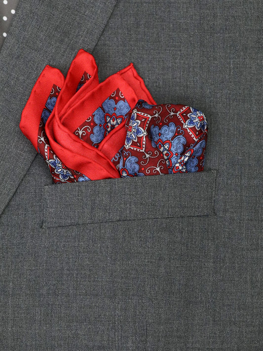 Heritage House 37790 Pocket Square - Neat - Blue/Grey/Red