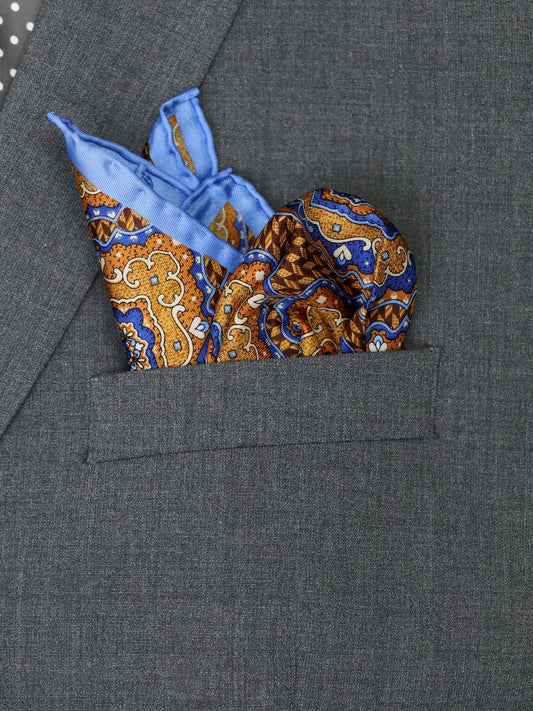 Heritage House 37791 Pocket Square - Neat - Orange/Blue/Sky