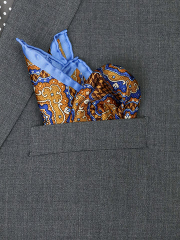 Image of Heritage House 37791 Pocket Square - Neat - Orange/Blue/Sky