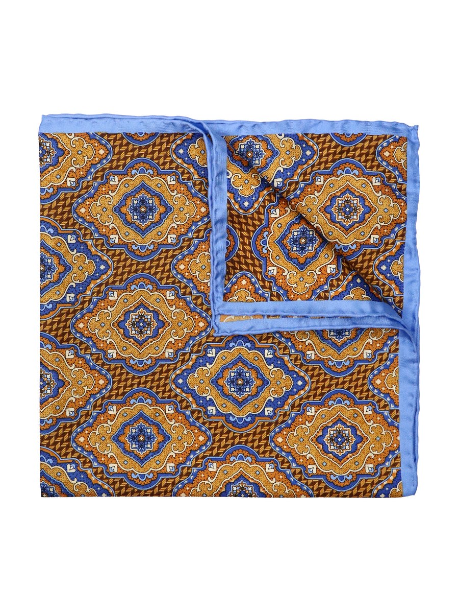 Heritage House 37791 Pocket Square - Neat - Orange/Blue/Sky