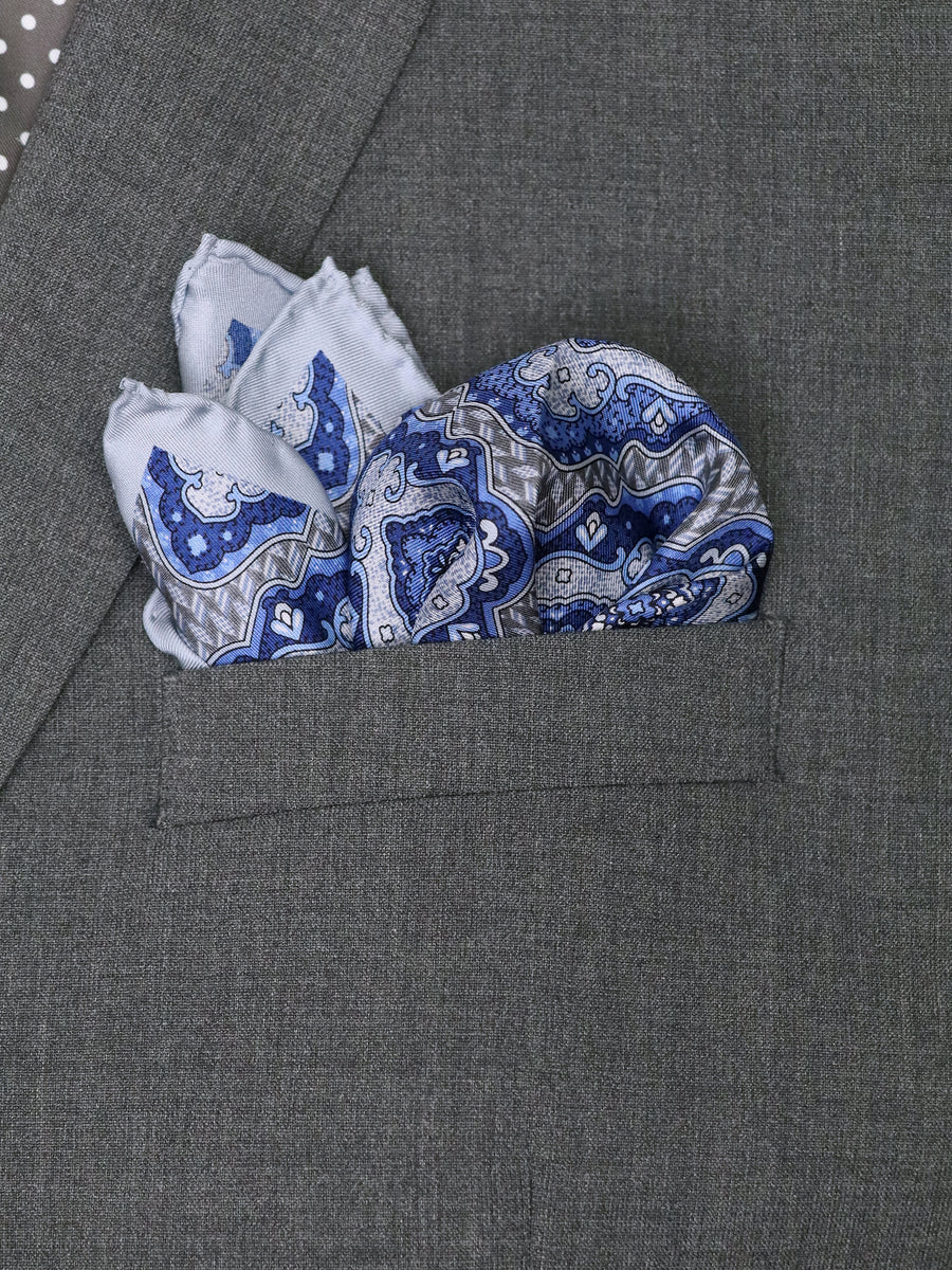 Heritage House 37792 Pocket Square - Neat - Grey/Blue