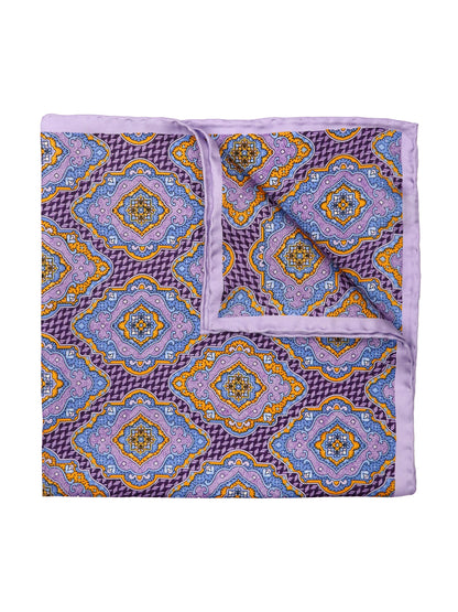 Heritage House 37793 Pocket Square - Neat - Plum/Orange/Sky