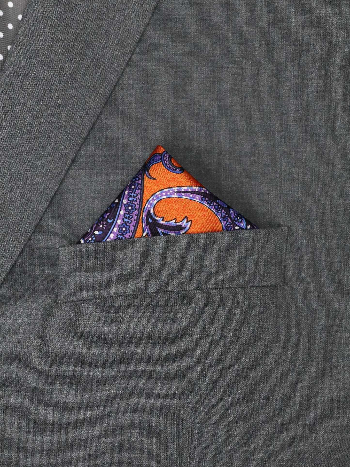 Heritage House 37794 Pocket Square - Neat - Eggplant/Orange/Sky