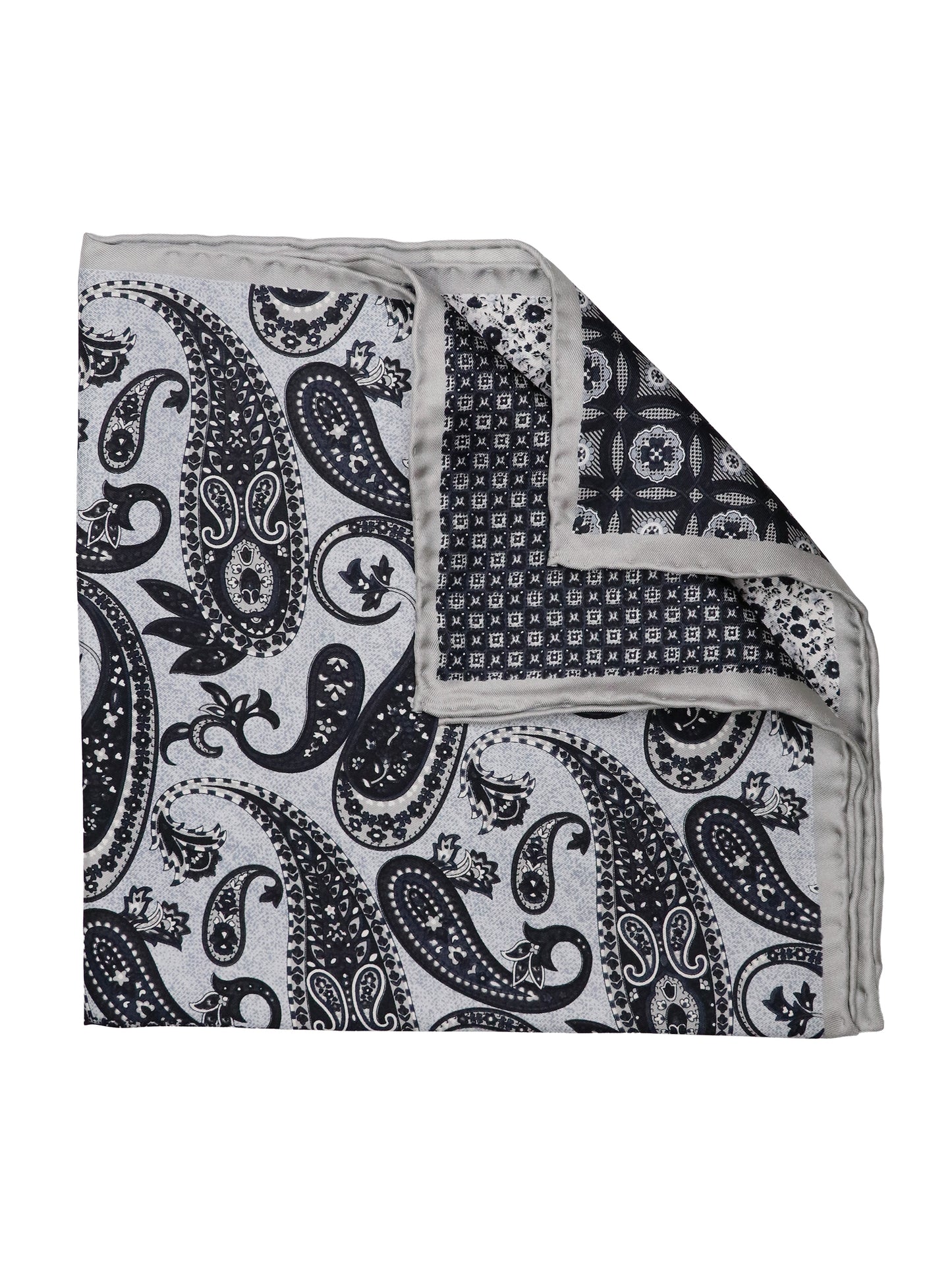 Heritage House 37795 Pocket Square - Neat - Black/Silver