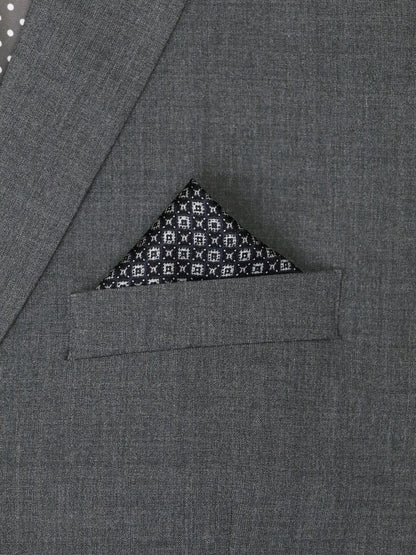 Heritage House 37795 Pocket Square - Neat - Black/Silver