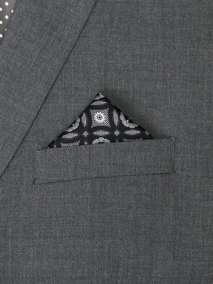 Heritage House 37795 Pocket Square - Neat - Black/Silver